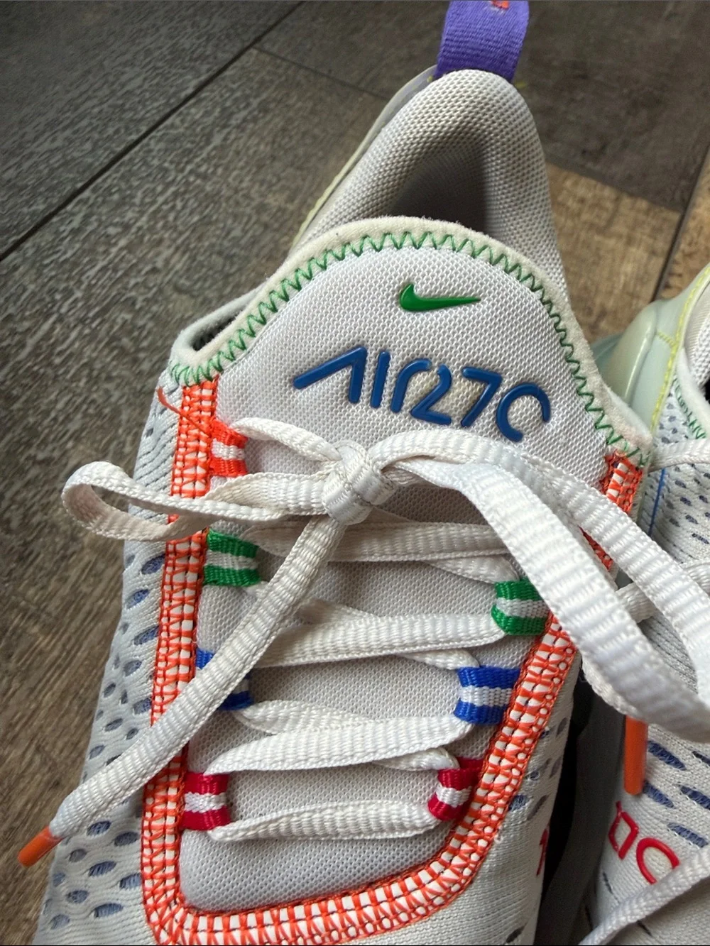 Nike Kids White Sneakers with Multicolor Accents